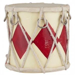 Tromme creme med rød harlekin 7x7,5 cm