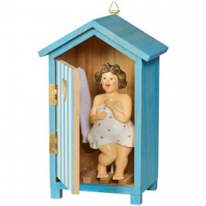 Badehus med dame indeni