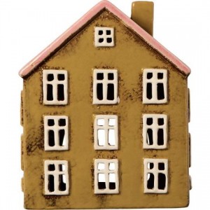 Hus til fyrfadslys Nyhavn rød dør på siden