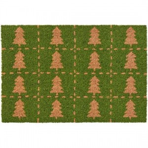 Dørmåtte grøn med naturfarvede juletræer Dørmåtte grøn med naturfarvede juletræer