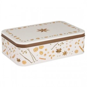 Konfektdåse med julens krydderier flad firkantet