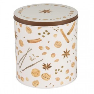 Kagedåse med julens krydderier høj rund