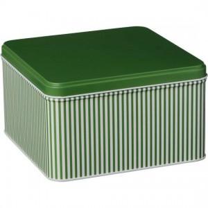 Dåse grønne striber og grønt låg flad firkantet