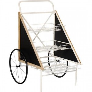 Displayvogn med 3 hylder/kurve, 2 kridttavler, 2 hjul, saml-selv