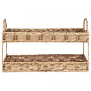 Bakke i 2 etager med hanke gråt rattan Bakke i 2 etager med hanke gråt rattan