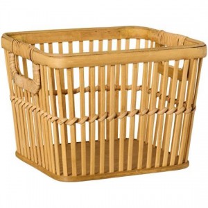 Kurv med greb åben flet bambus