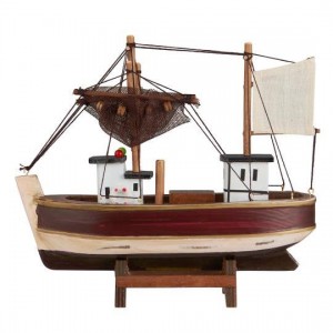 Kutter med 2 net cremefarvet sejl