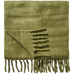 Plaid olivengrøn med frynser Plaid olivengrøn med frynser