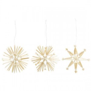 Julepynt til ophæng halmstrå 3 ass, 9 af hver = 27 stk i alt