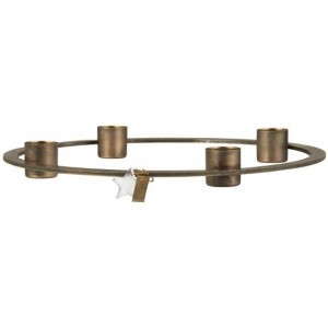 Adventsstage til 4 x 2,2 cm lys rund patineret messing Adventsstage til 4 x 2,2 cm lys rund patineret messing