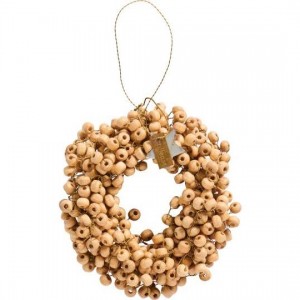 Krans med træperler Stillenat håndlavet indvendig Ø:4 cm
