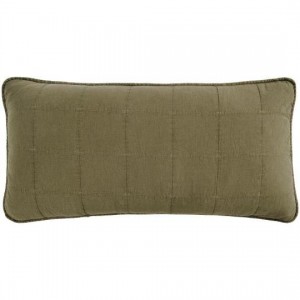 Pudebetræk til gavlpude 50x90cm eucalyptus green, forside quiltet, bagside med bindebånd