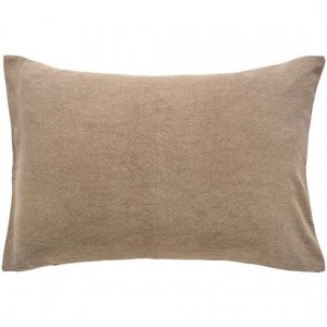 Pudebetræk til gavlpude brunt kanvas, bagside med bindebånd