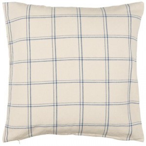 Pudebetræk Ebbe natur med mørkeblåt ternet mønster