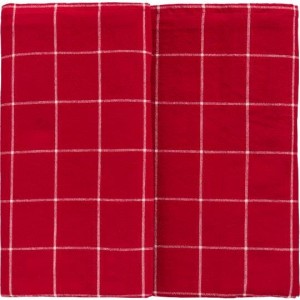 Dug Silja aflang rød med naturfarvede store tern 250cm