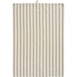 Viskestykke Franz natur med mørkegrønne smalle og brede striber