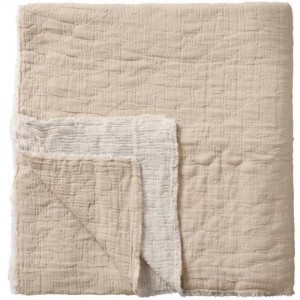 Sengetæppe dobbelt, dobbeltvævet med stikning i tern, forside: natur, bagside: off white Sengetæppe dobbelt, dobbeltvævet med stikning i tern, forside: natur, bagside: off white