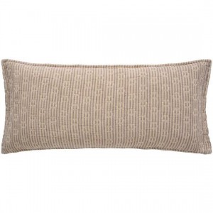 Pudebetræk natur/brun stribet med kantha-stikninger dobbeltvævet 35x80cm