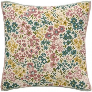 Pudebetræk Vigga med multifarvet print dobbeltvævet, bagside neutral 50x50cm