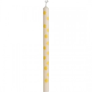 Kertelys med gule blomster stearin Ø:1,3 H:20 svanemærket
