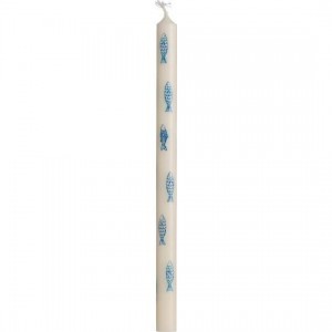 Kertelys med blå fisk stearin Ø:1,3 H:20 svanemærket