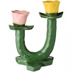 Stage til 2 x 2,2 cm lys grøn med gul og lyserød blomst