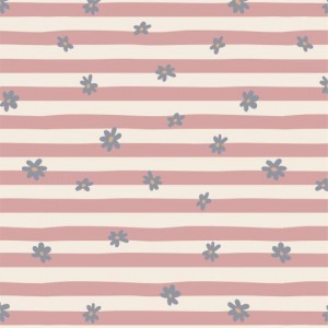 Serviet 16,5x16,5 cm blå blomster og lyserøde striber 20 stk/pk