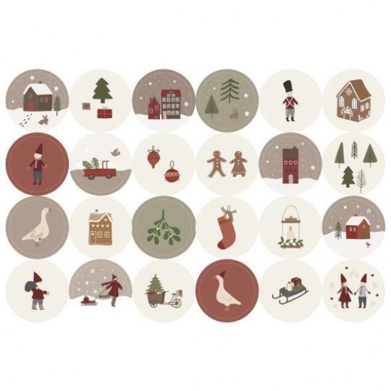 Ark med 24 juleklistermærker