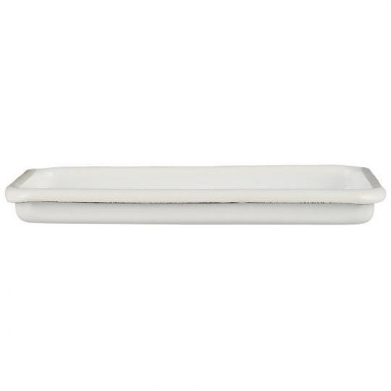 Bakke aflang emalje hvid med hvid kant Bakke aflang emalje hvid med hvid kant