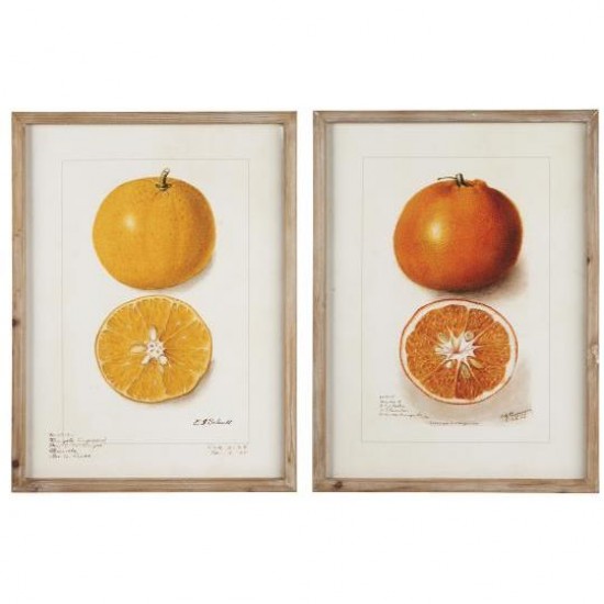 Billede med appelsiner træramme 60cm