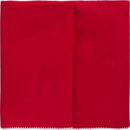 Dug rød med hvide stikninger i kanterne 150 x 250cm