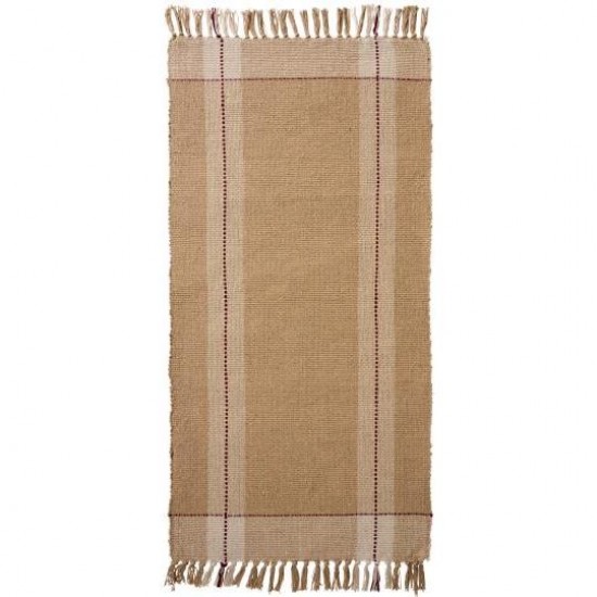 Gulvløber creme og beige med røde striber Gulvløber creme og beige med røde striber