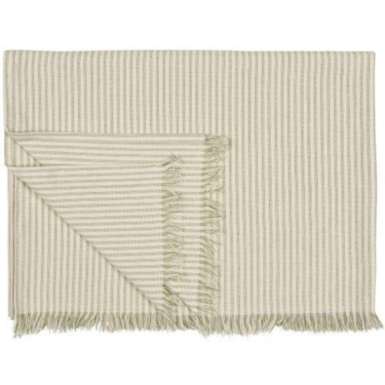 Hammam håndklæde med frynser Otto natur med smalle støvgrønne striber