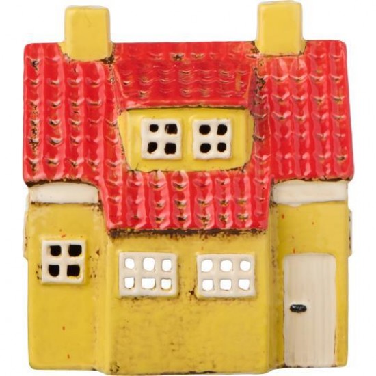 Hus til fyrfadslys My Home Town gul med kvist Hus til fyrfadslys My Home Town gul med kvist
