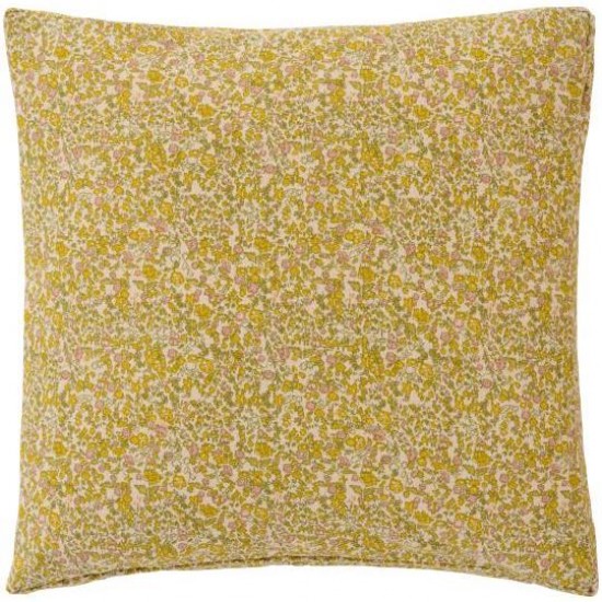 Hyndebetræk Rita natur med gule, grønne og rosa blomster