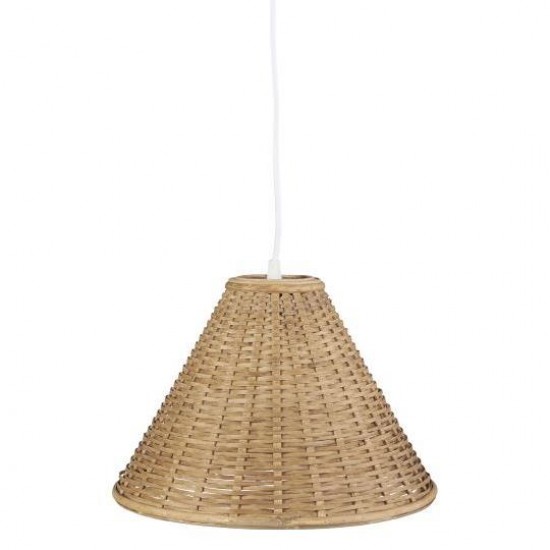 Hængelampe bambusskærm skrå lukket flet ledning L:135 cm