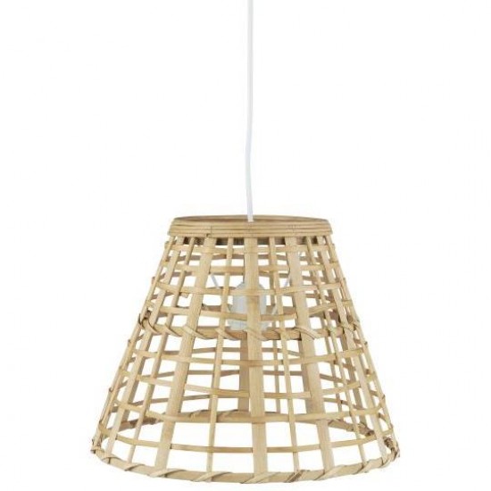 Hængelampe bambusskærm skrå åben flet ledning L:150 cm