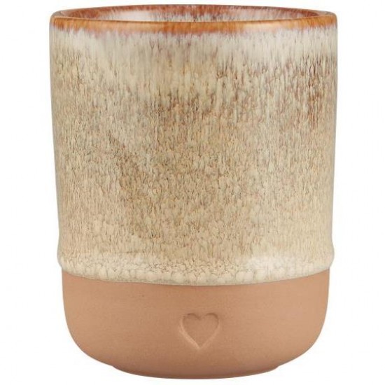 Krus u/hank Heart mat brunt ler med naturfarvet kant 190 ml Krus u/hank Heart mat brunt ler med naturfarvet kant 190 ml