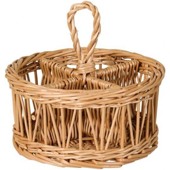 Kurv med 4 rum og hank rund