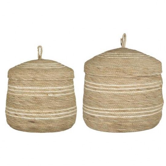 Kurvesæt a 2 med låg natur med creme striber