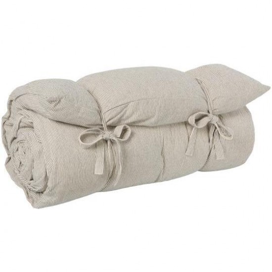 Madras Lina natur med sorte tynde striber