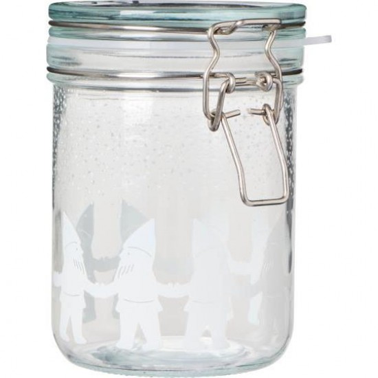 Opbevaringsglas med patentlåg nissedekoration, 700 ml Opbevaringsglas med patentlåg nissedekoration, 700 ml