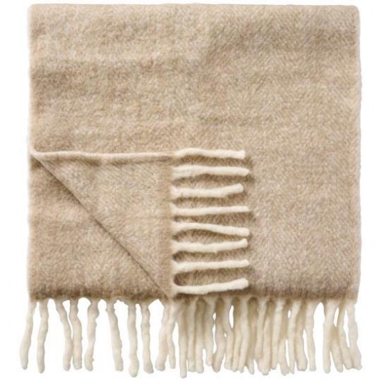 Plaid sandfarvet melange med off white frynser Plaid sandfarvet melange med off white frynser