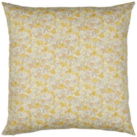 Pudebetræk med sart gule, lyslilla, off white og grønne blomster Pudebetræk med sart gule, lyslilla, off white og grønne blomster
