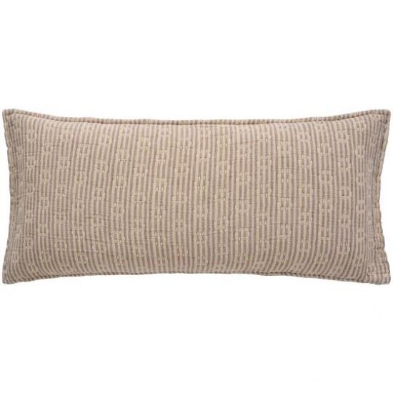 Pudebetræk natur/brun stribet med kantha-stikninger dobbeltvævet 35x80cm