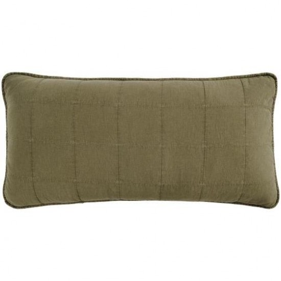 Pudebetræk til gavlpude 50x90cm eucalyptus green, forside quiltet, bagside med bindebånd Pudebetræk til gavlpude 50x90cm eucalyptus green, forside quiltet, bagside med bindebånd