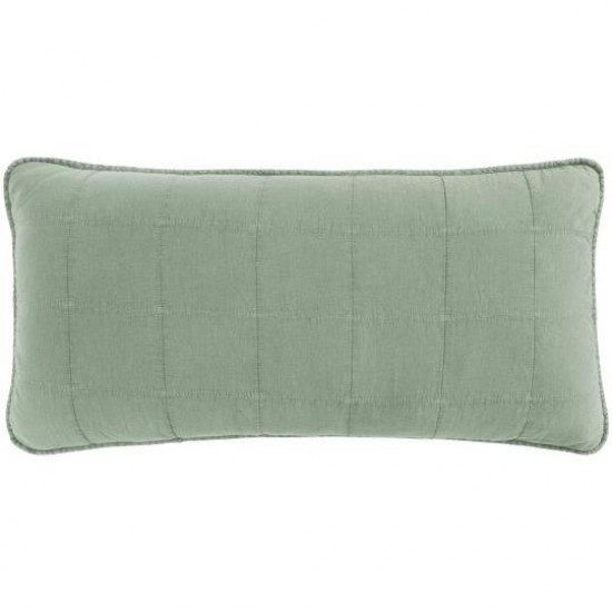 Pudebetræk til gavlpude pistacie 50x90cm forside quiltet, bagside med bindebånd