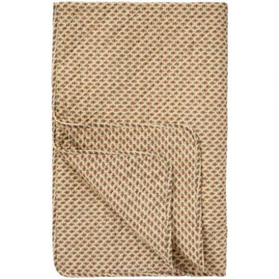Quilt 130x180cm beige med blokmønster Quilt 130x180cm beige med blokmønster