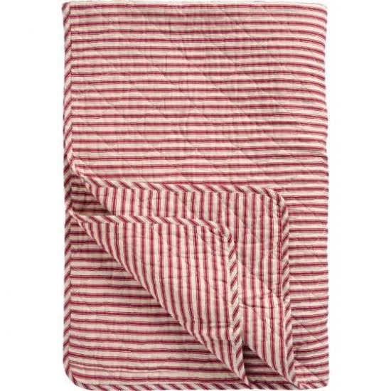 Quilt 130x180cm sand med røde striber Quilt 130x180cm sand med røde striber