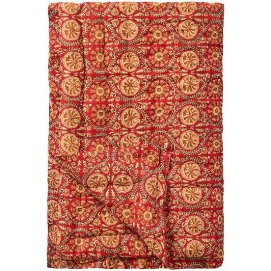 Quilt Bella rød med jordtonet mønster Quilt Bella rød med jordtonet mønster